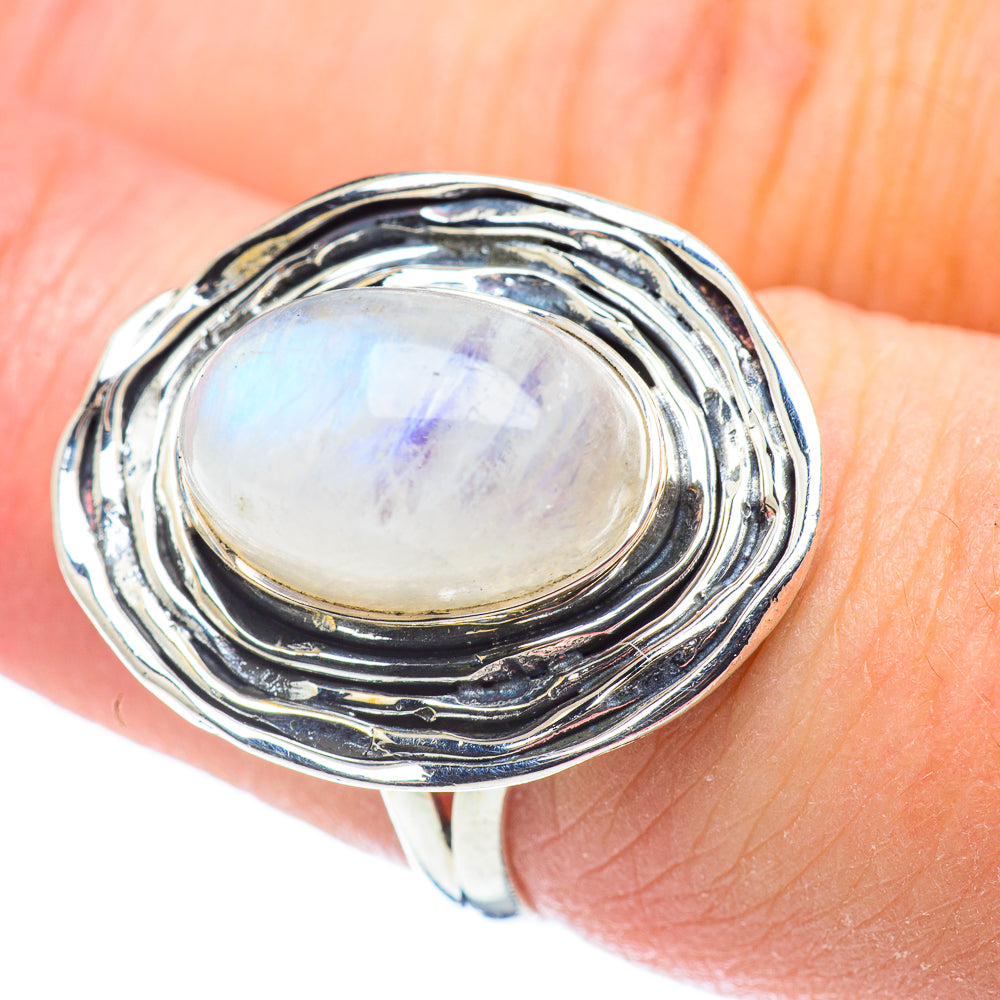 Rainbow Moonstone Rings handcrafted by Anasilvercos - RING57449