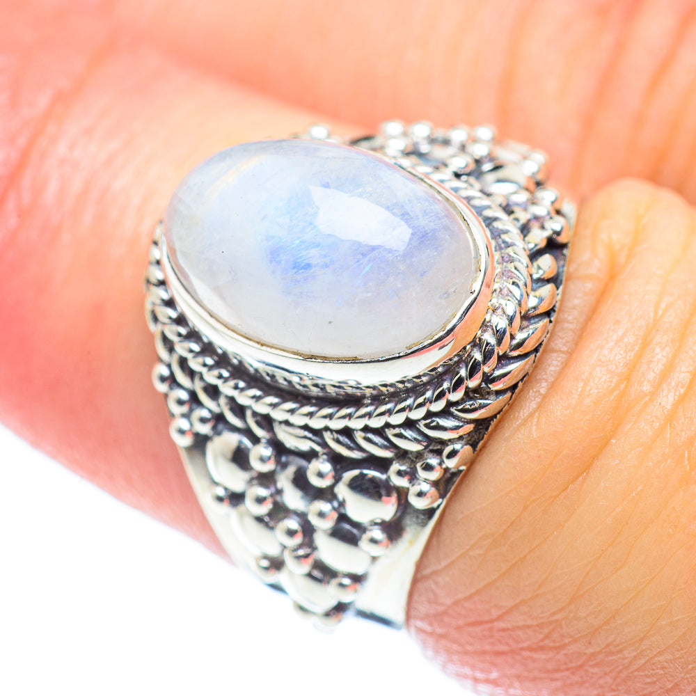 Rainbow Moonstone Rings handcrafted by Anasilvercos - RING57618