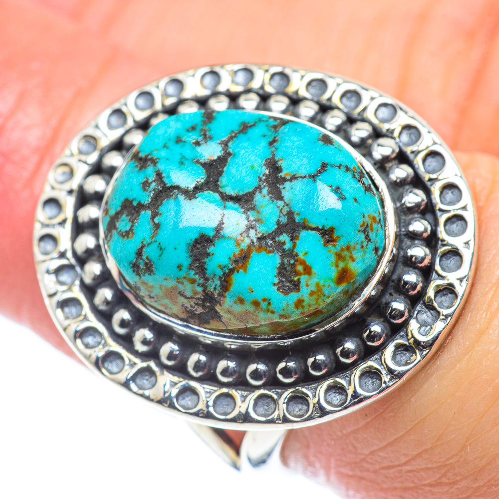 Blue Copper Composite Turquoise Rings handcrafted by Anasilvercos - RING57624