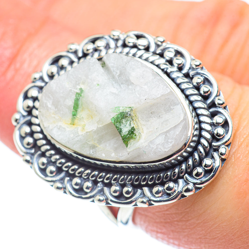 Green Tourmaline In Quartz Rings handcrafted by Anasilvercos - RING57648
