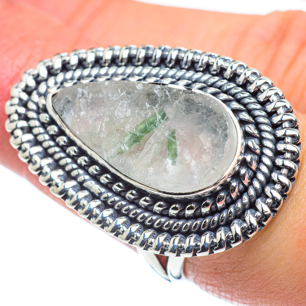 Green Tourmaline In Quartz Rings handcrafted by Anasilvercos - RING57708