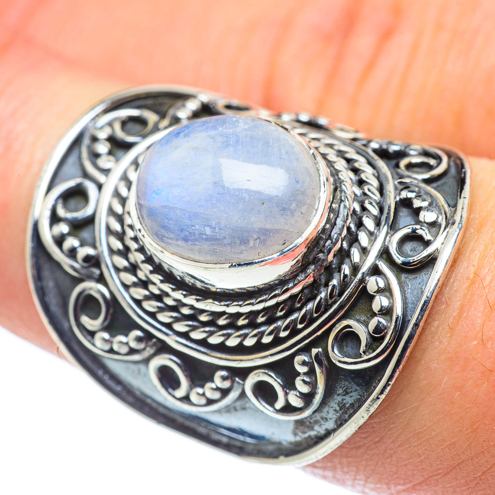 Rainbow Moonstone Rings handcrafted by Anasilvercos - RING57728