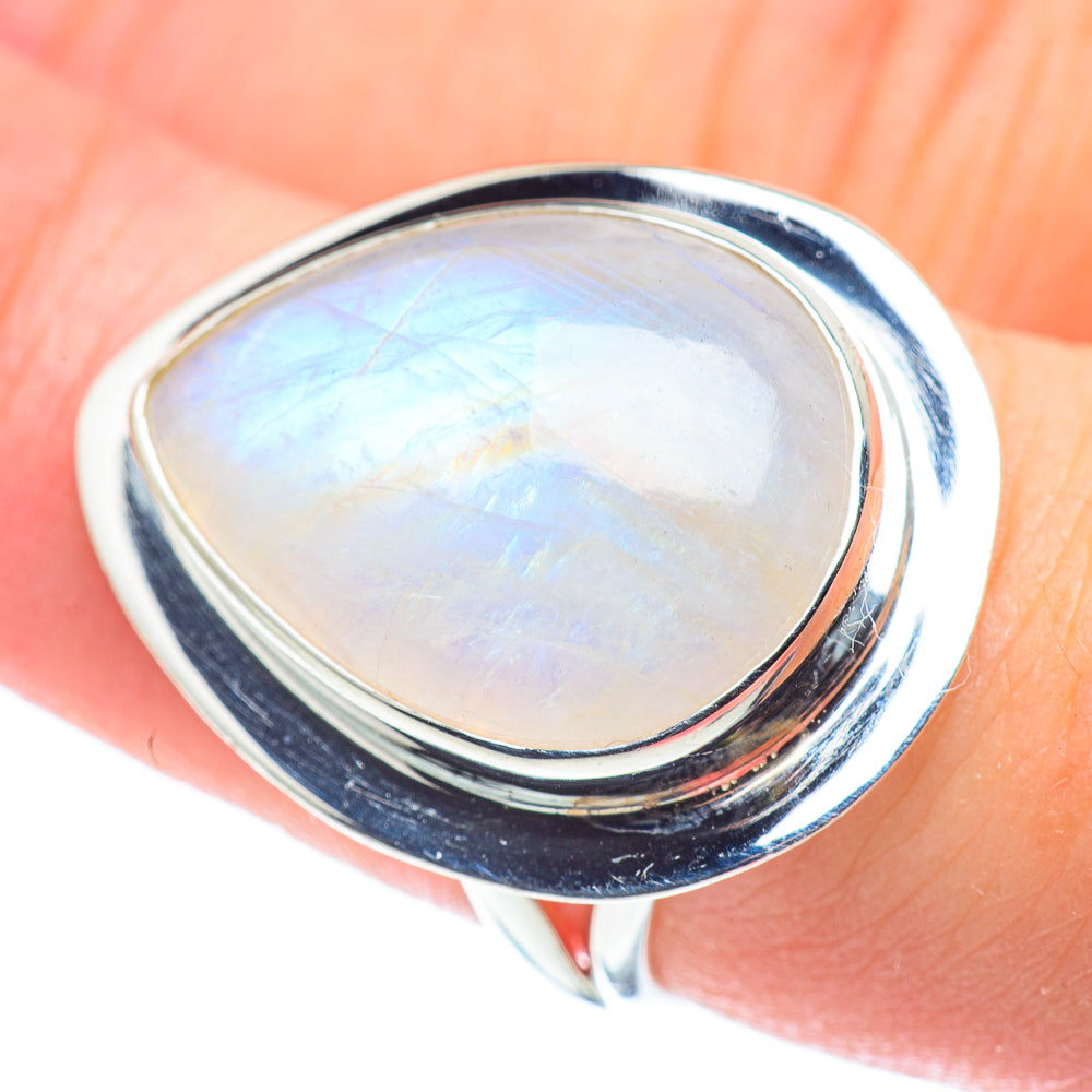 Rainbow Moonstone Rings handcrafted by Anasilvercos - RING57750