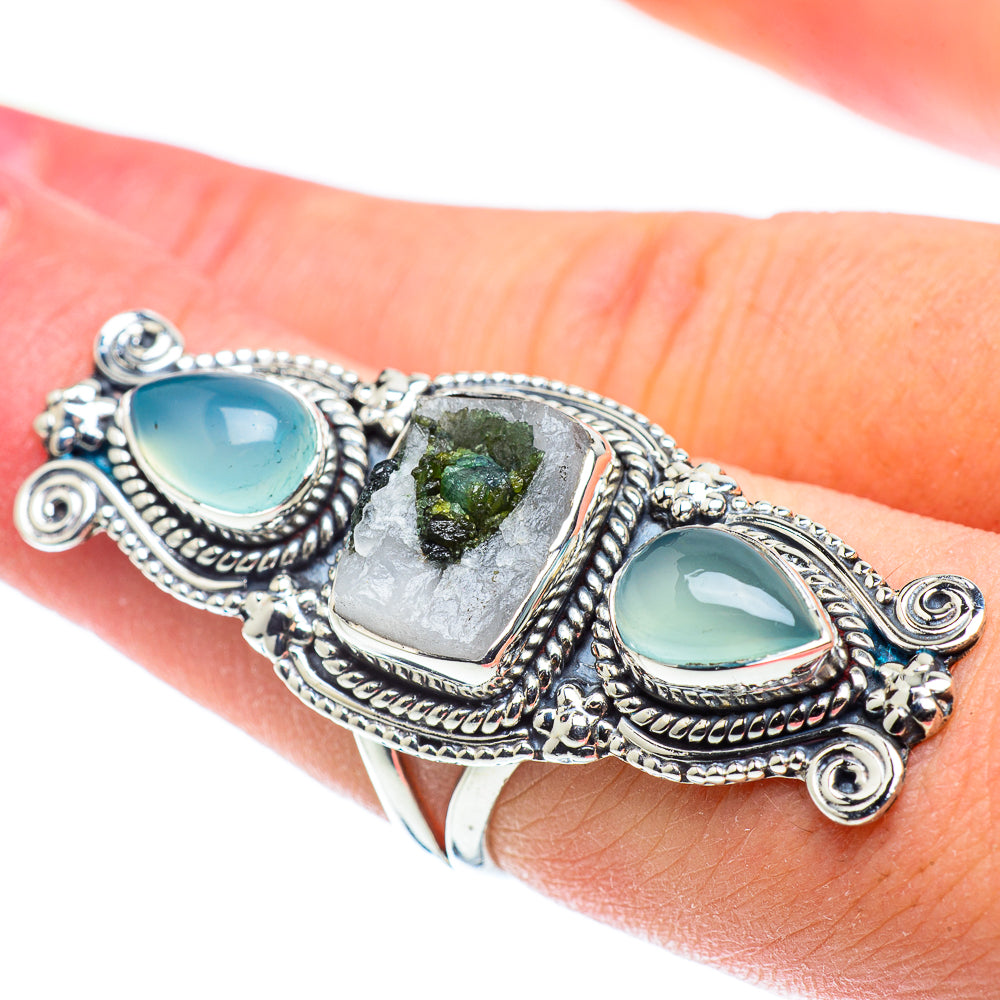 Green Quart Crystal Rings handcrafted by Anasilvercos - RING57779