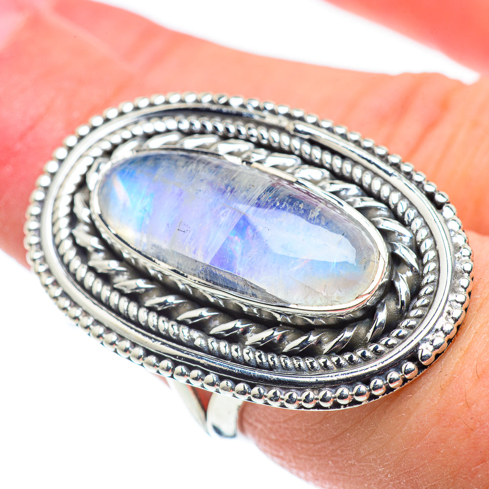 Rainbow Moonstone Rings handcrafted by Anasilvercos - RING57798