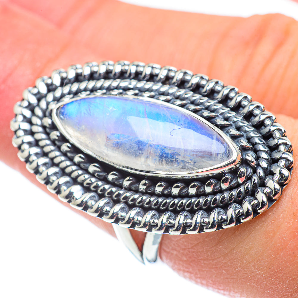 Rainbow Moonstone Rings handcrafted by Anasilvercos - RING57800