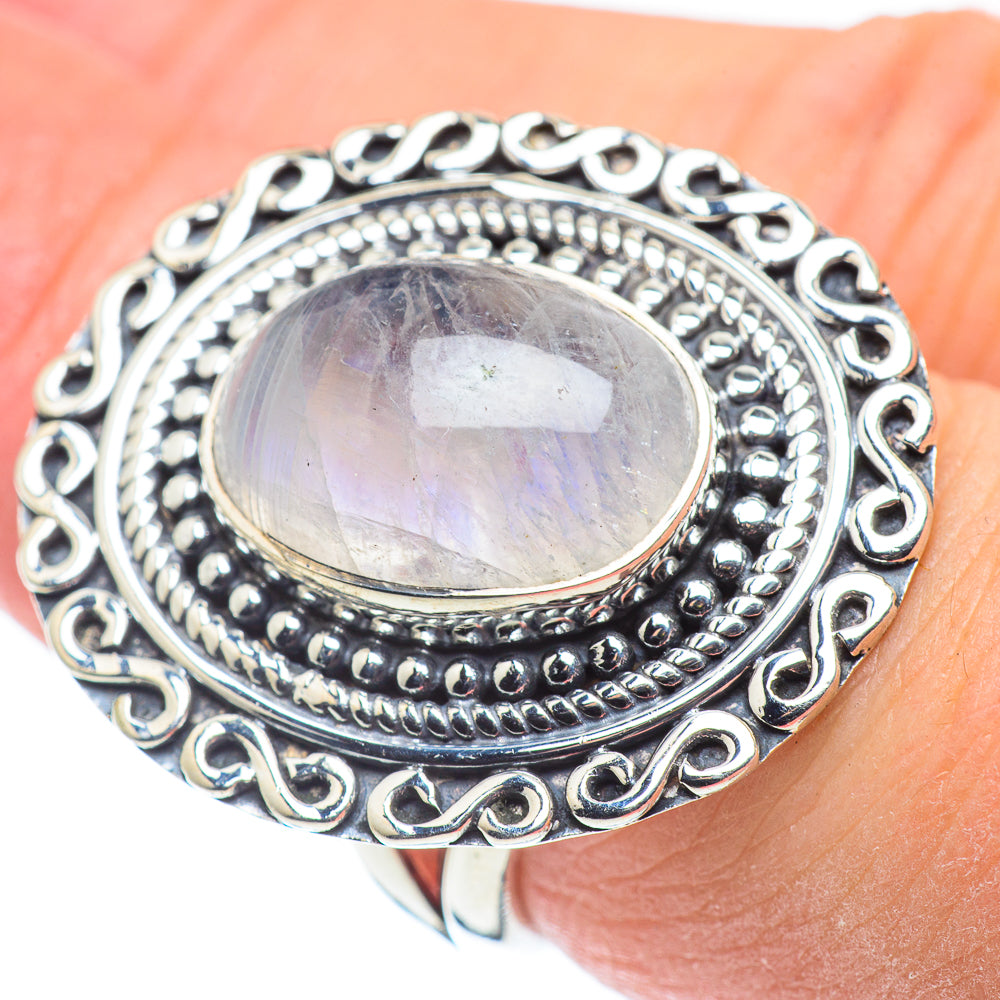 Rainbow Moonstone Rings handcrafted by Anasilvercos - RING57825