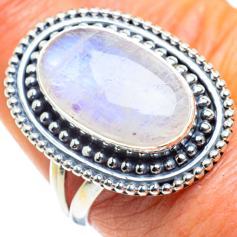 Rainbow Moonstone Rings handcrafted by Anasilvercos - RING57889