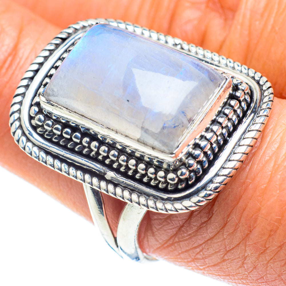 Rainbow Moonstone Rings handcrafted by Anasilvercos - RING57999