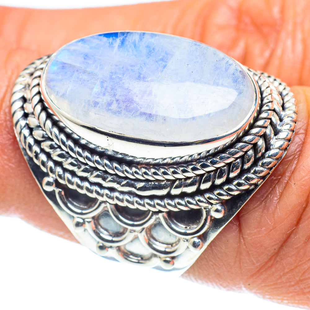 Rainbow Moonstone Rings handcrafted by Anasilvercos - RING58530