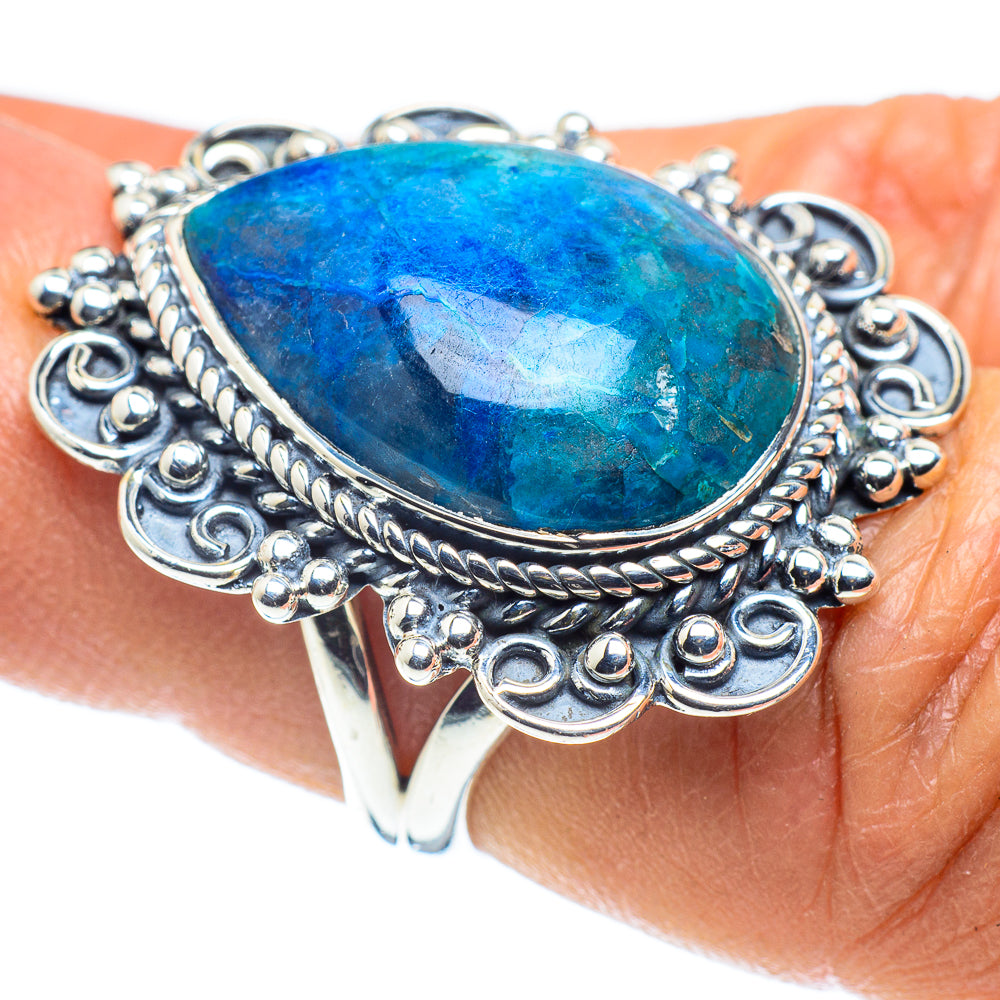 Chrysocolla In Quartz Rings handcrafted by Anasilvercos - RING58612
