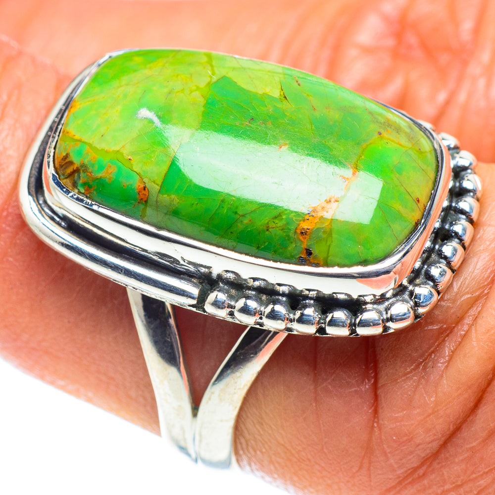 Green Copper Composite Turquoise Rings handcrafted by Anasilvercos - RING58656
