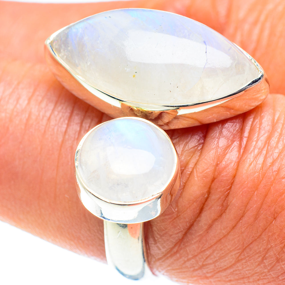 Rainbow Moonstone Rings handcrafted by Anasilvercos - RING58672
