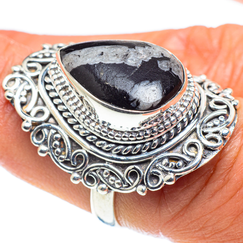 Snowflake Obsidian Rings handcrafted by Anasilvercos - RING58689