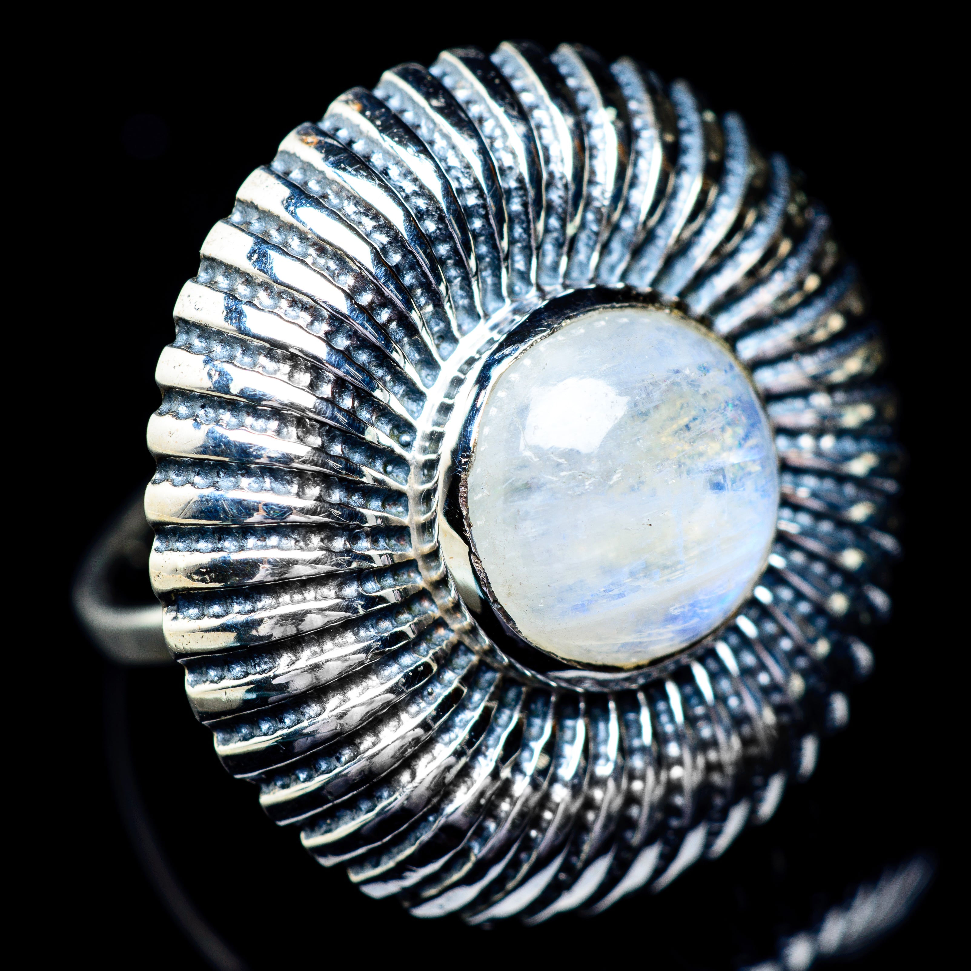Rainbow Moonstone Rings handcrafted by Anasilvercos - RING5875
