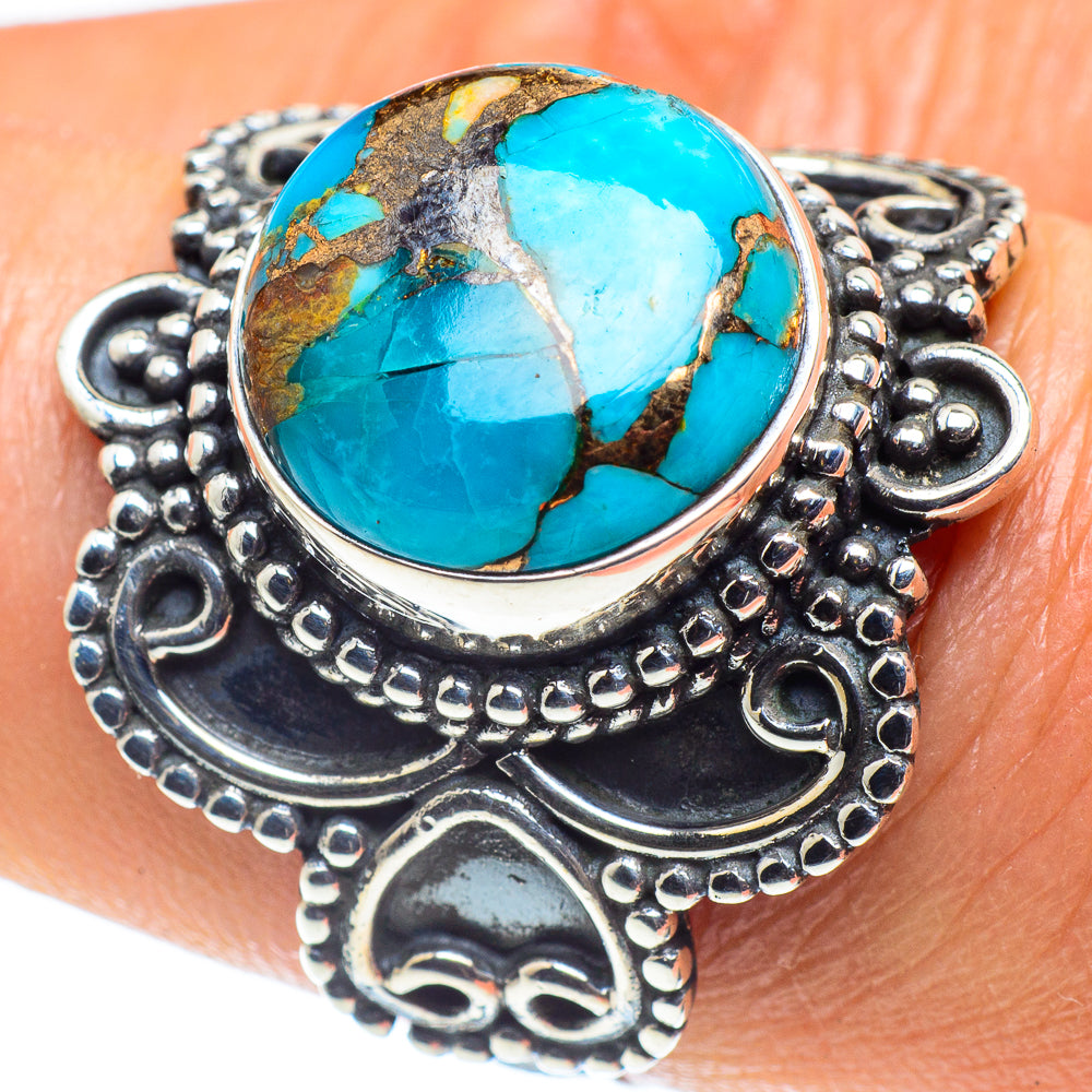 Blue Copper Composite Turquoise Rings handcrafted by Anasilvercos - RING58783