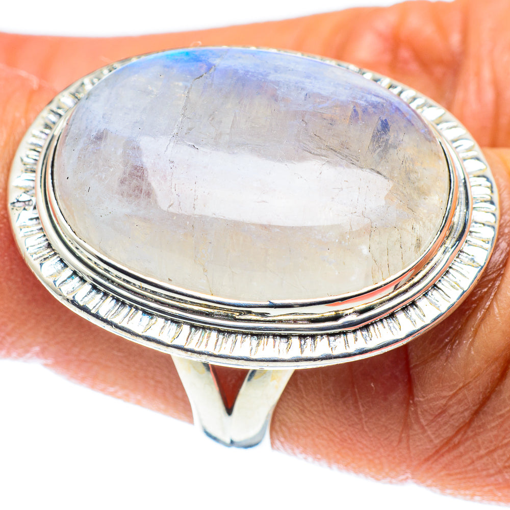 Rainbow Moonstone Rings handcrafted by Anasilvercos - RING58822