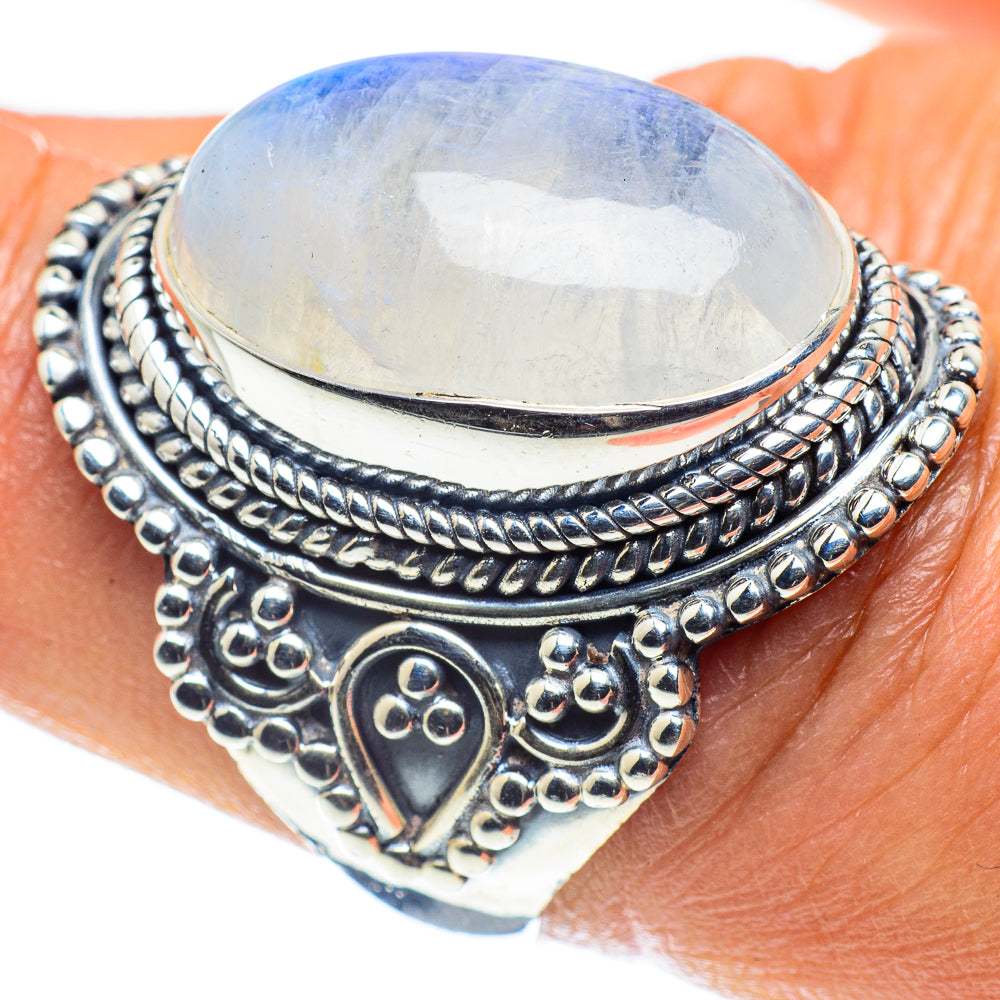 Rainbow Moonstone Rings handcrafted by Anasilvercos - RING58871