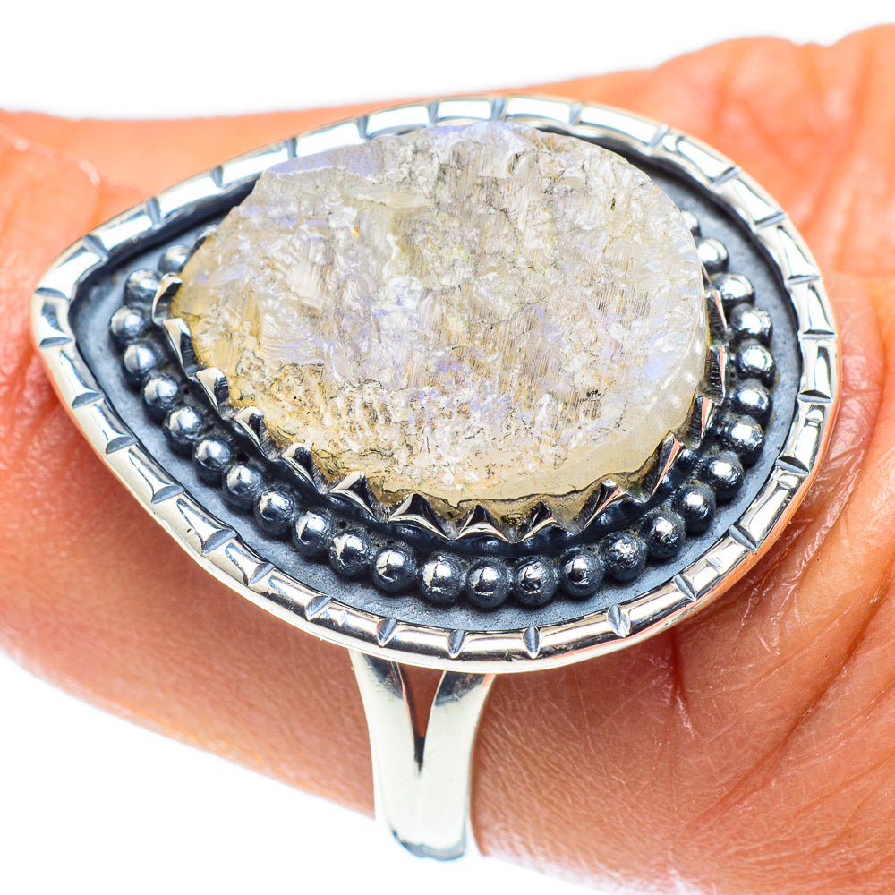 Rainbow Moonstone Rings handcrafted by Anasilvercos - RING59093