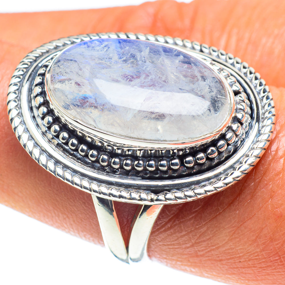 Rainbow Moonstone Rings handcrafted by Anasilvercos - RING59141