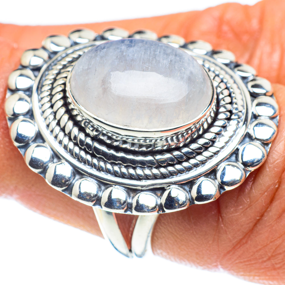 Rainbow Moonstone Rings handcrafted by Anasilvercos - RING59150