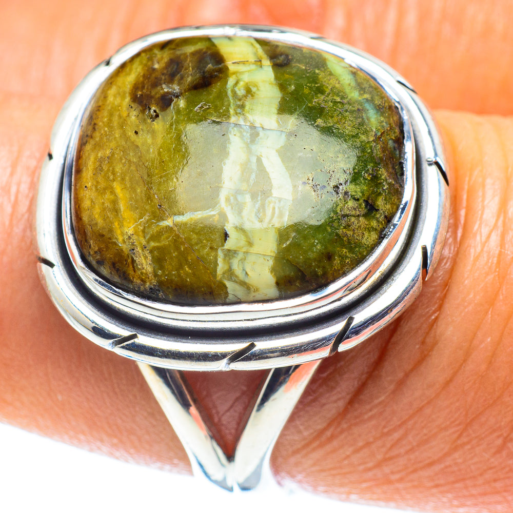 African Green Opal Rings handcrafted by Anasilvercos - RING59176