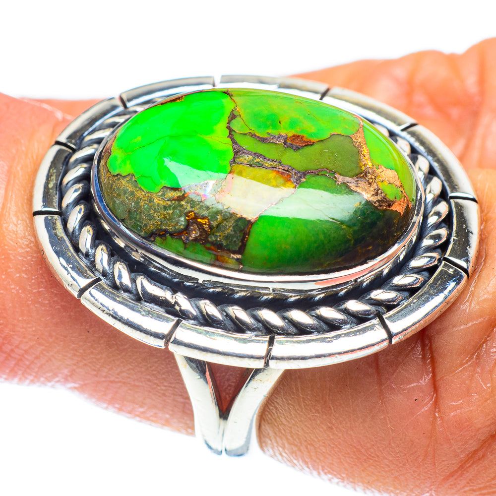 Green Copper Composite Turquoise Rings handcrafted by Anasilvercos - RING59192