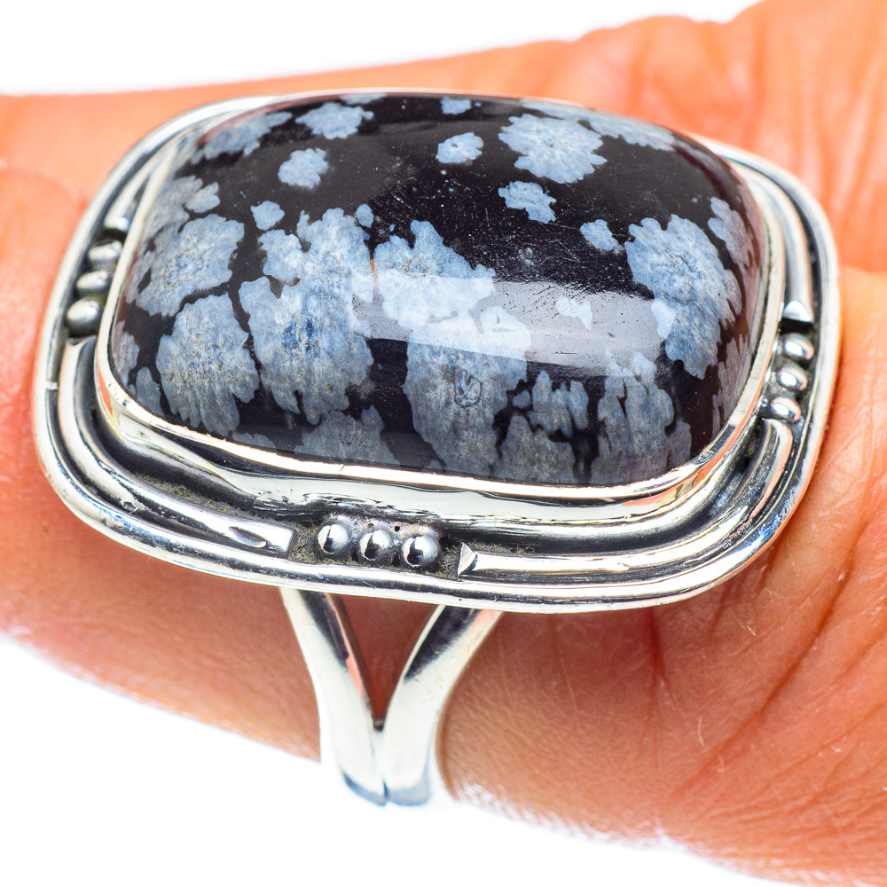 Snowflake Obsidian Rings handcrafted by Anasilvercos - RING59232