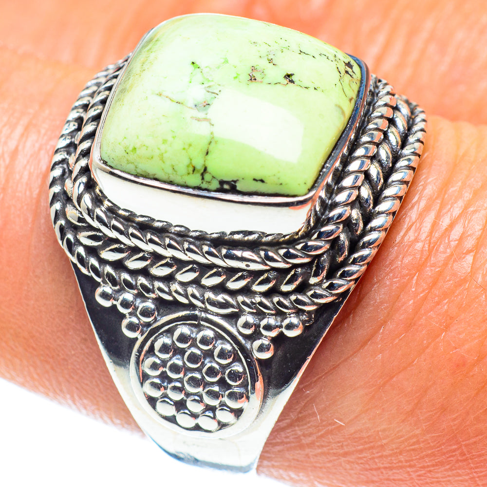 Lemon Chrysoprase Rings handcrafted by Anasilvercos - RING59233