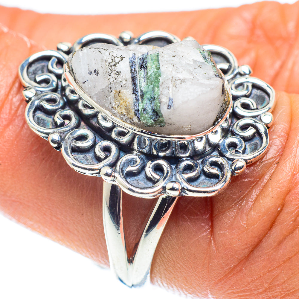 Green Tourmaline In Quartz Rings handcrafted by Anasilvercos - RING59241