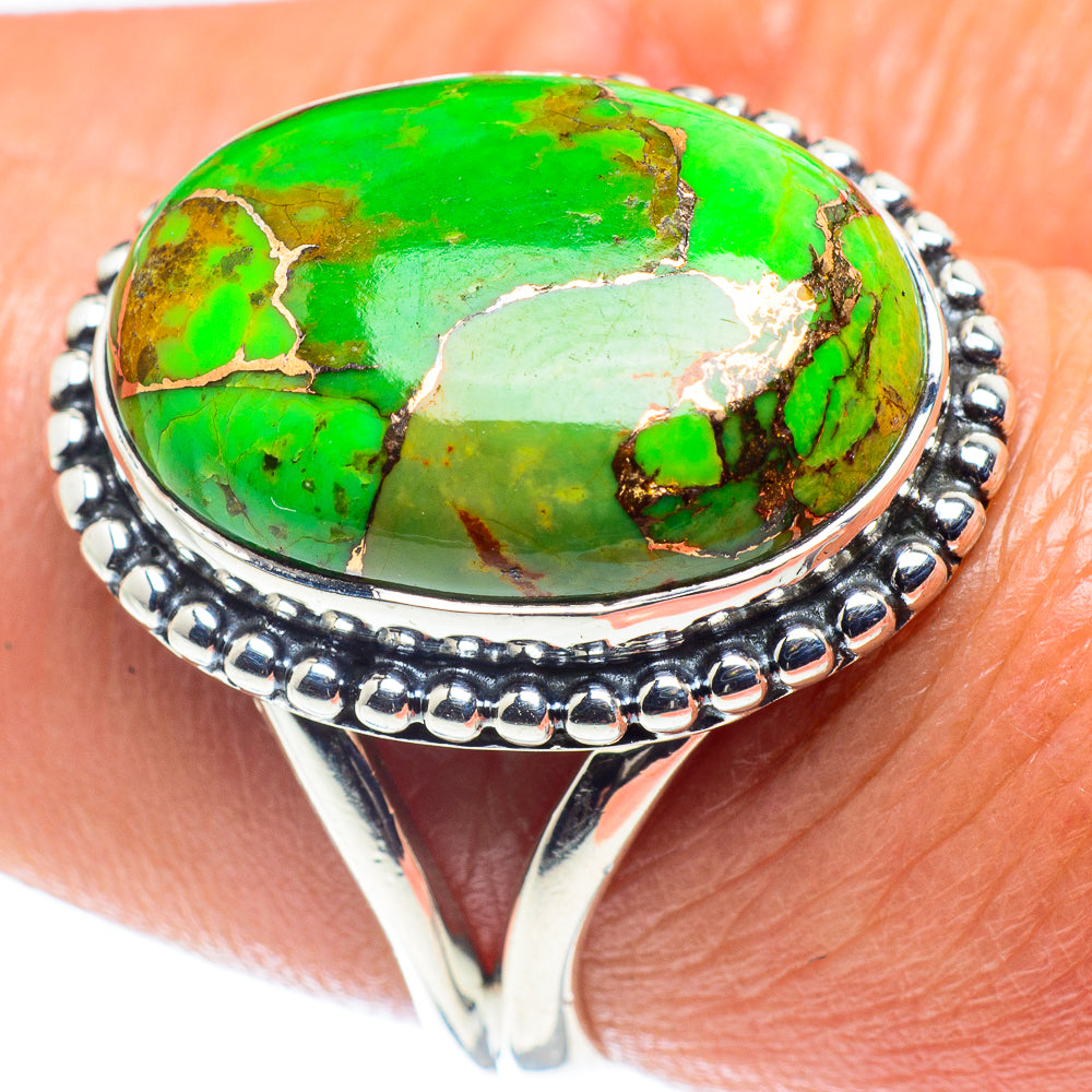 Green Copper Composite Turquoise Rings handcrafted by Anasilvercos - RING59298