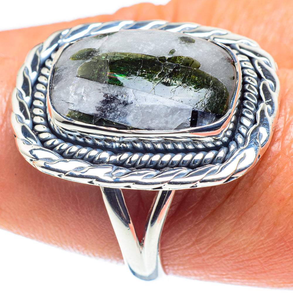 Green Tourmaline In Quartz Rings handcrafted by Anasilvercos - RING59305