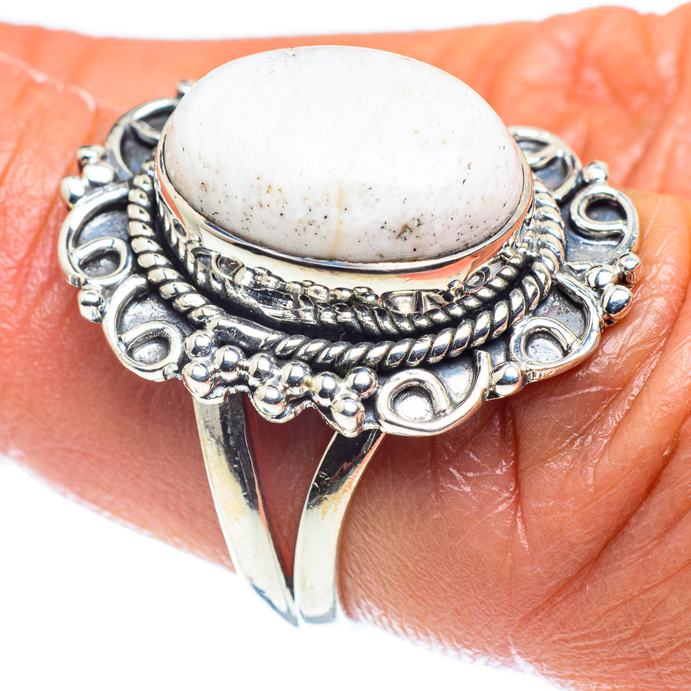 White Scolecite Rings handcrafted by Anasilvercos - RING59314