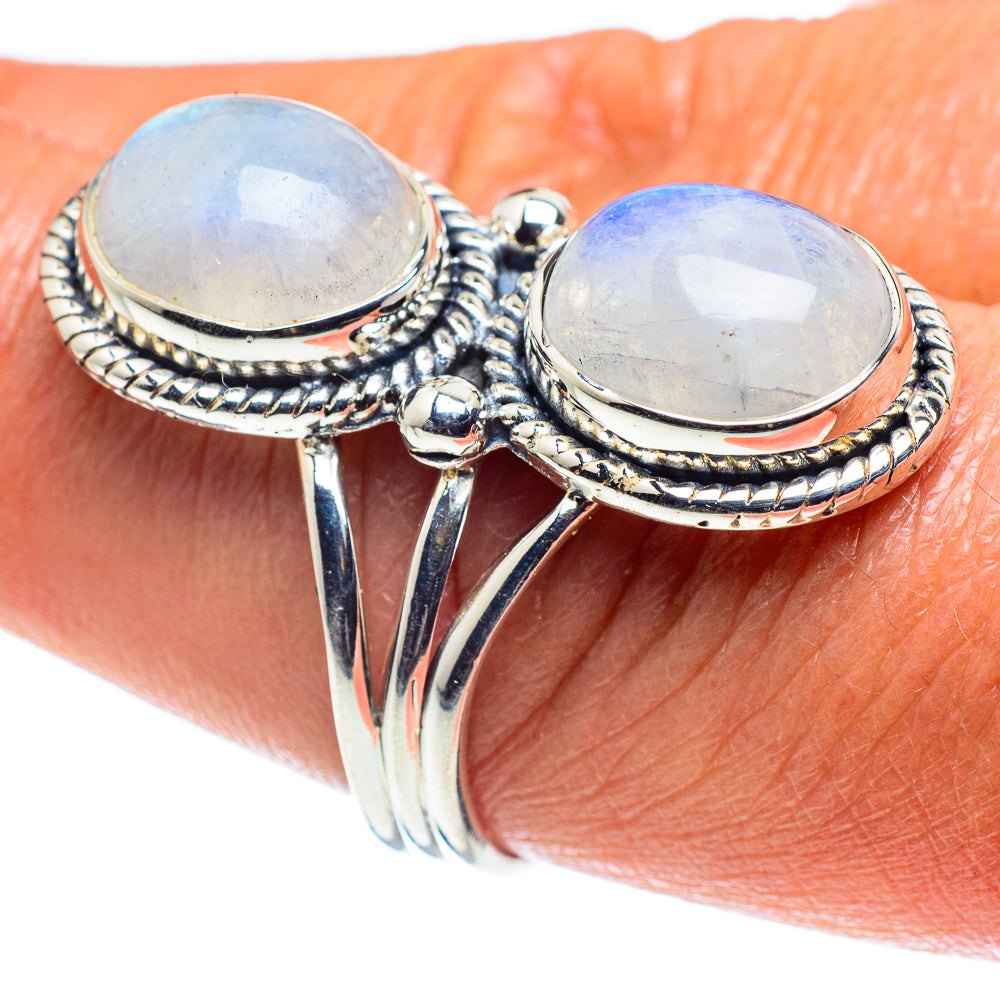 Rainbow Moonstone Rings handcrafted by Anasilvercos - RING59315