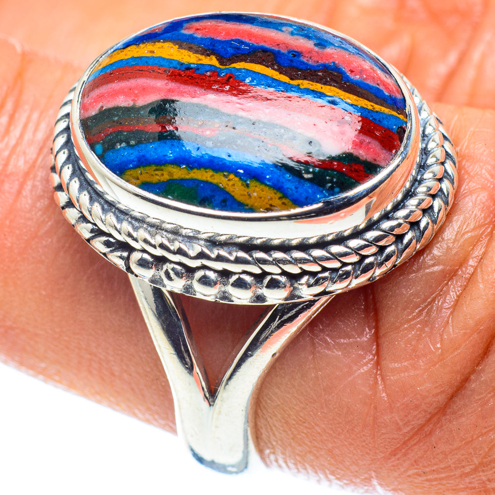 Rainbow Calsilica Rings handcrafted by Anasilvercos - RING59390