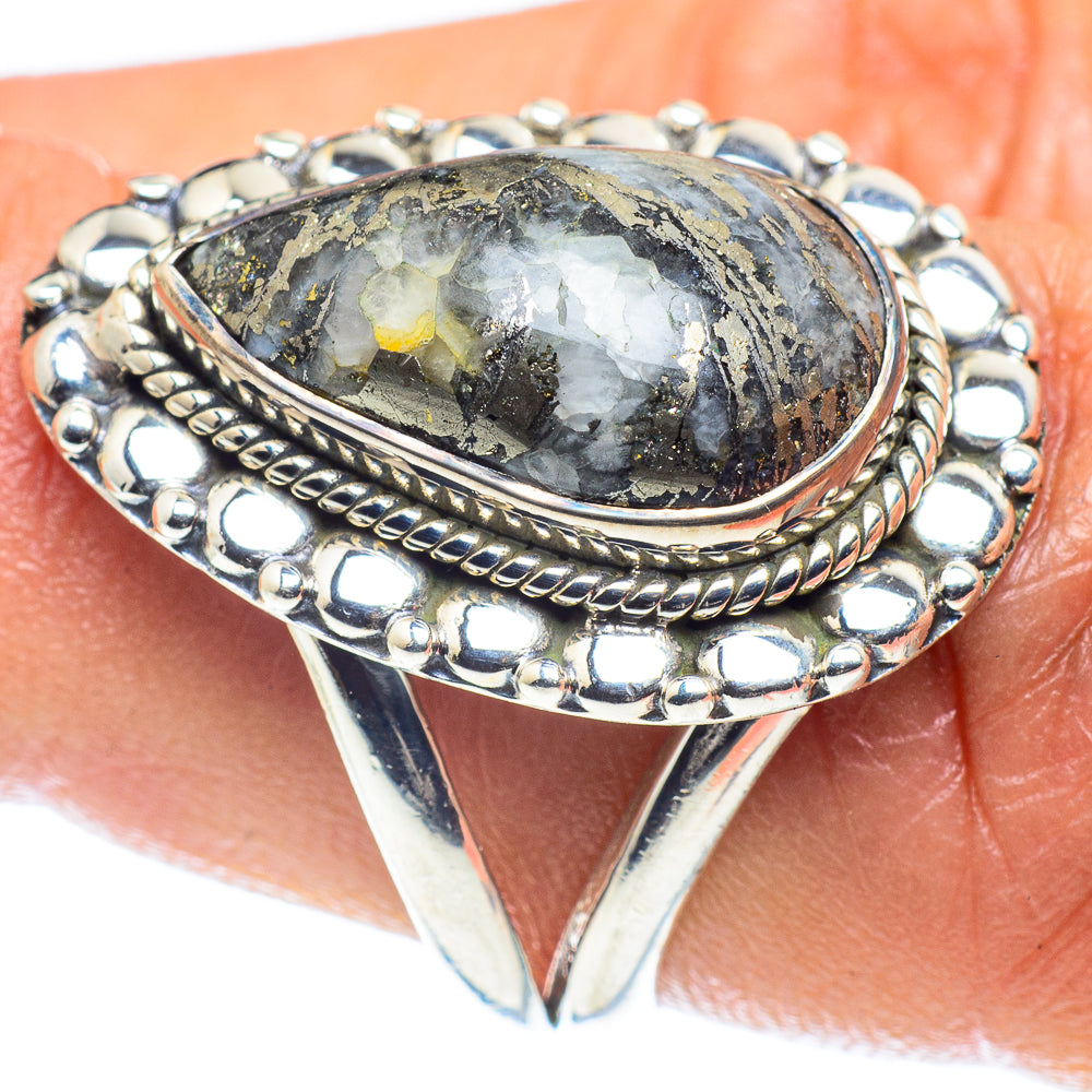 Pyrite Agate Rings handcrafted by Anasilvercos - RING59435
