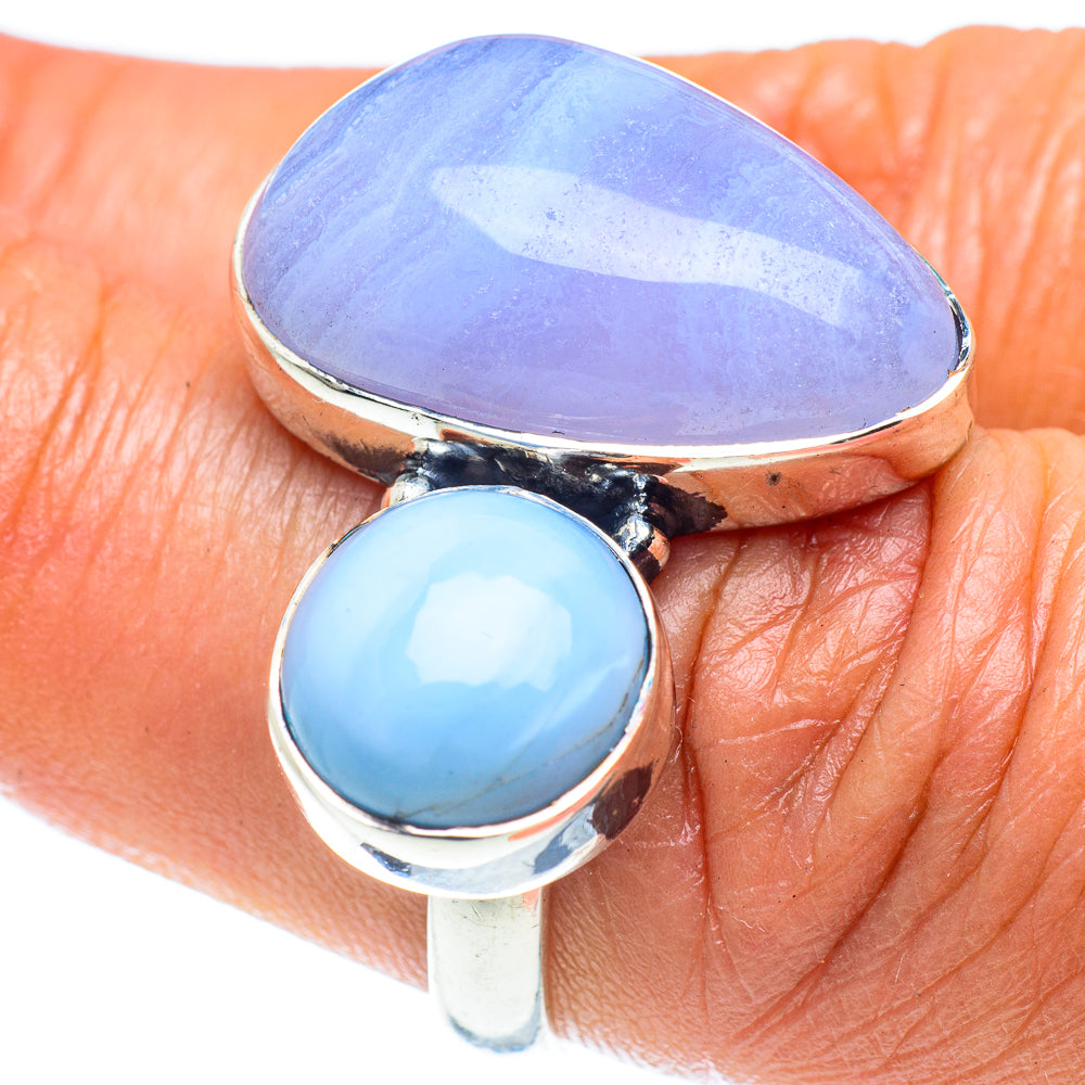 Blue Lace Agate Rings handcrafted by Anasilvercos - RING59484