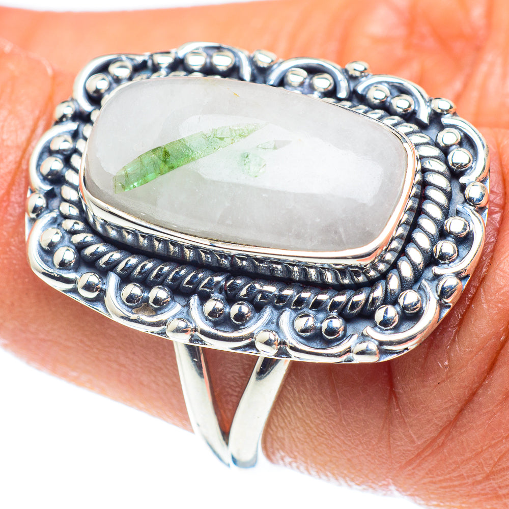 Green Tourmaline In Quartz Rings handcrafted by Anasilvercos - RING59519
