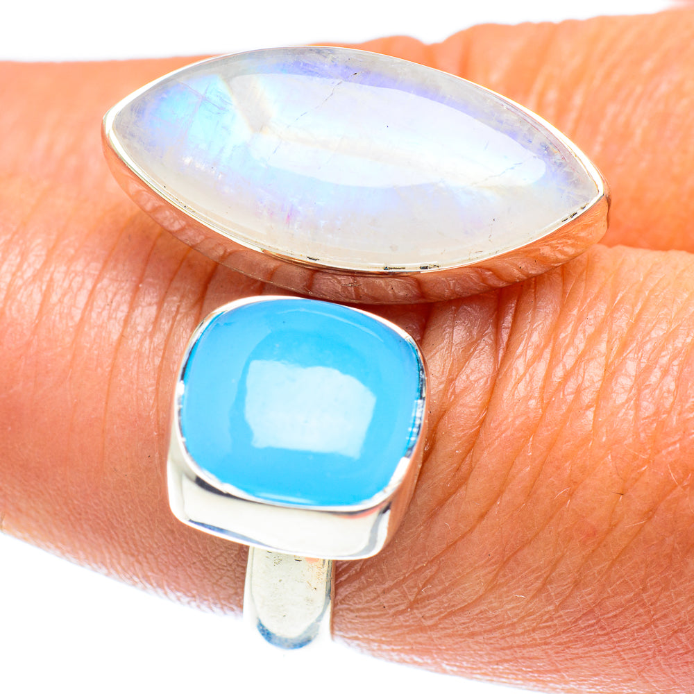Rainbow Moonstone Rings handcrafted by Anasilvercos - RING59613