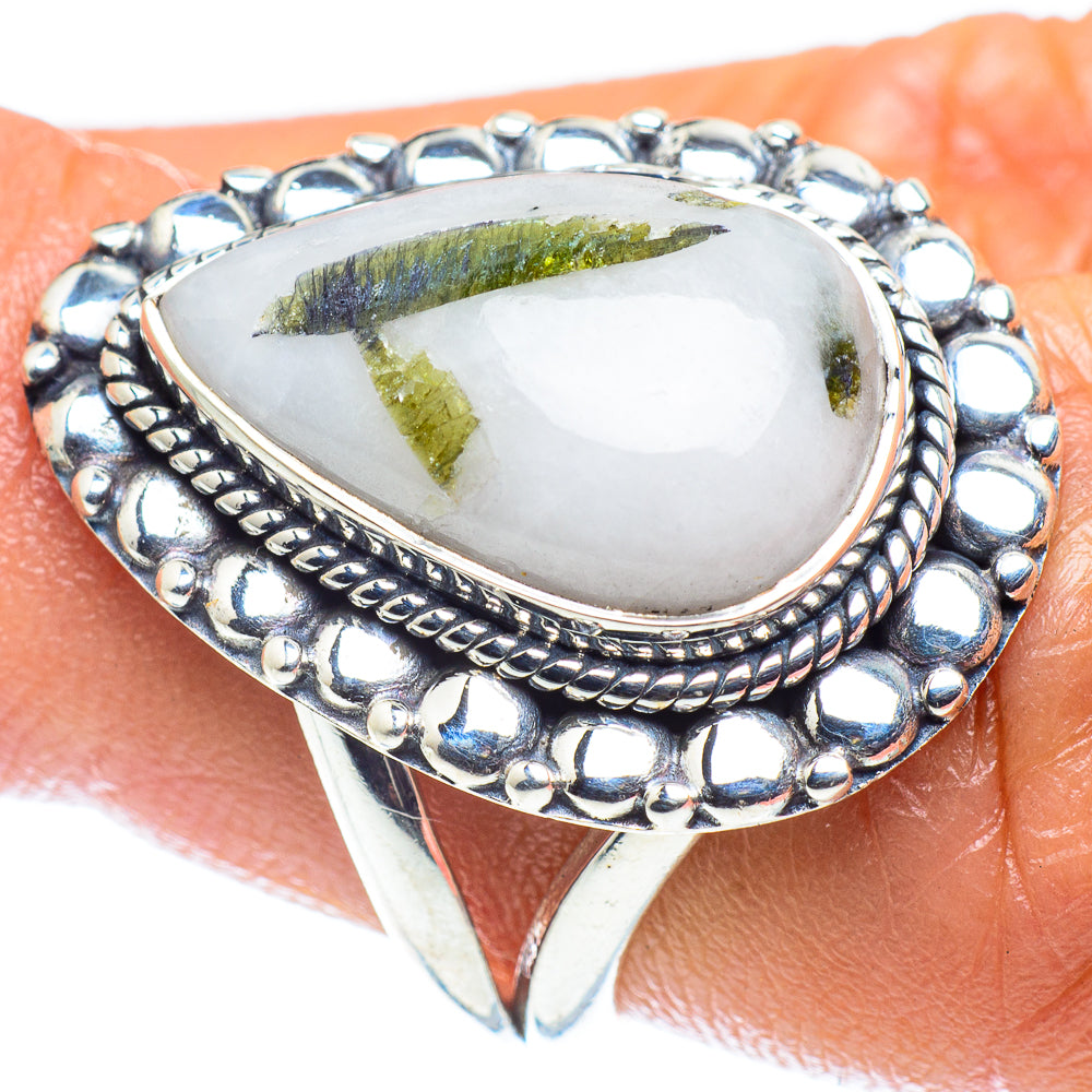 Green Tourmaline In Quartz Rings handcrafted by Anasilvercos - RING59644