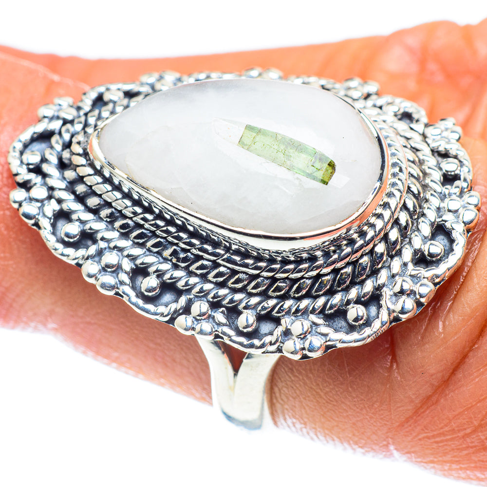 Green Tourmaline In Quartz Rings handcrafted by Anasilvercos - RING59671
