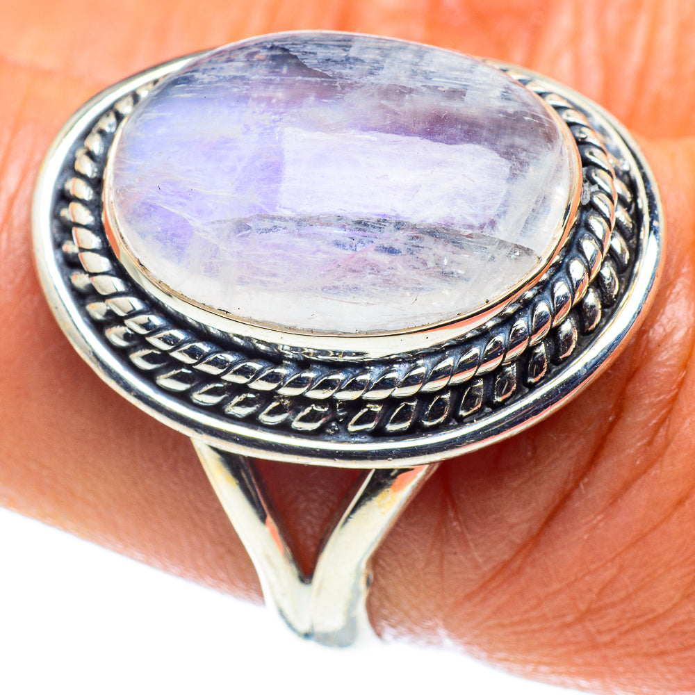 Rainbow Moonstone Rings handcrafted by Anasilvercos - RING59715