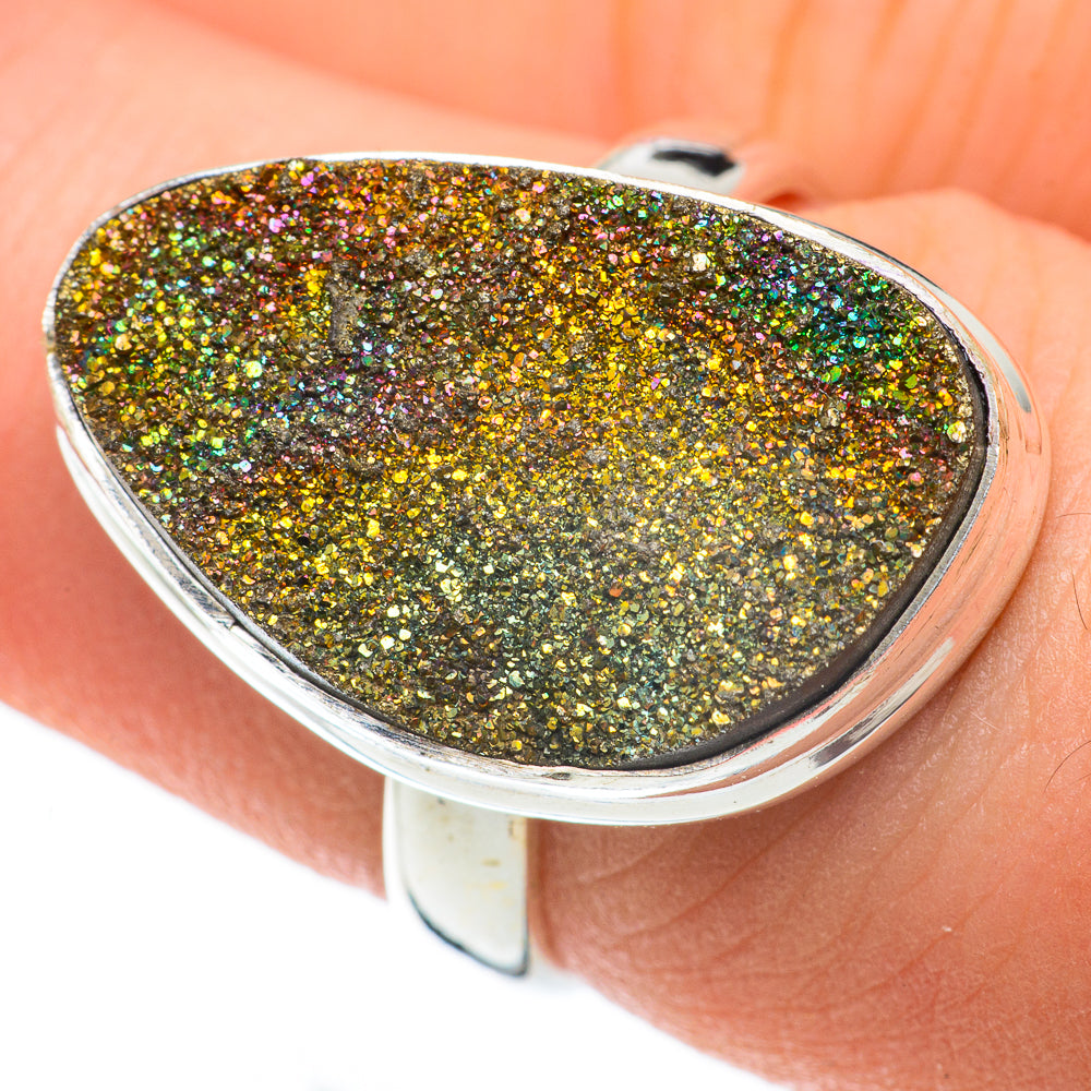 Spectro Pyrite Druzy Rings handcrafted by Anasilvercos - RING59752