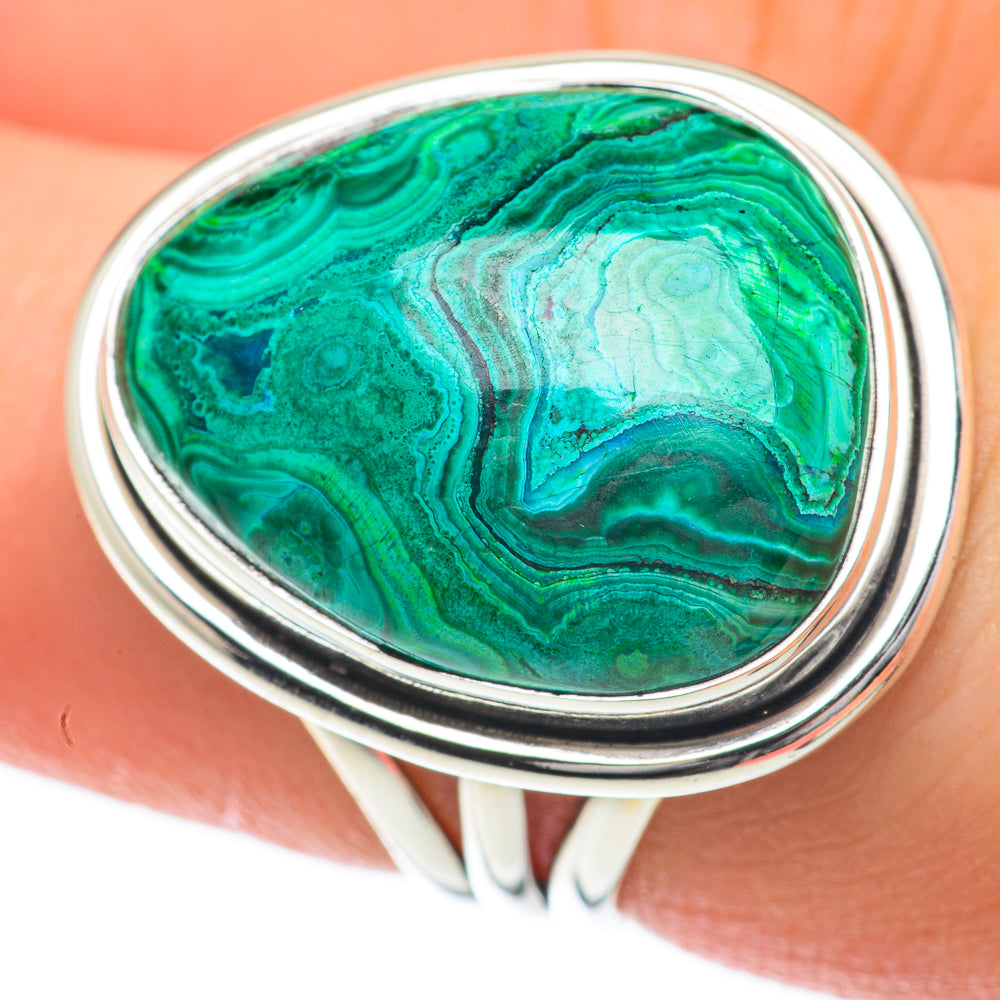 Malachite In Chrysocolla Rings handcrafted by Anasilvercos - RING59769