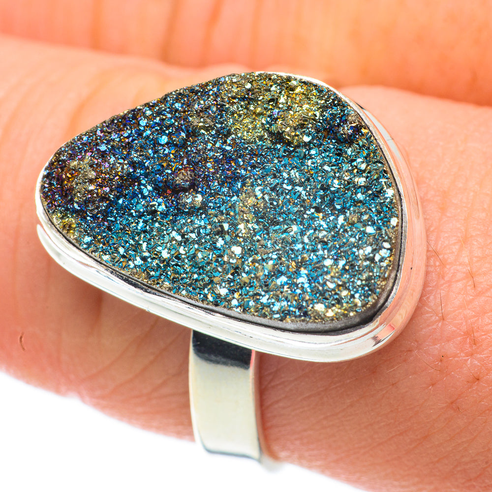 Spectro Pyrite Druzy Rings handcrafted by Anasilvercos - RING59802