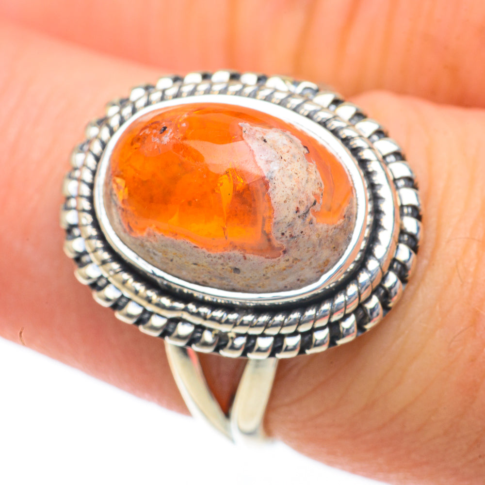 Mexican Fire Opal Rings handcrafted by Anasilvercos - RING59896