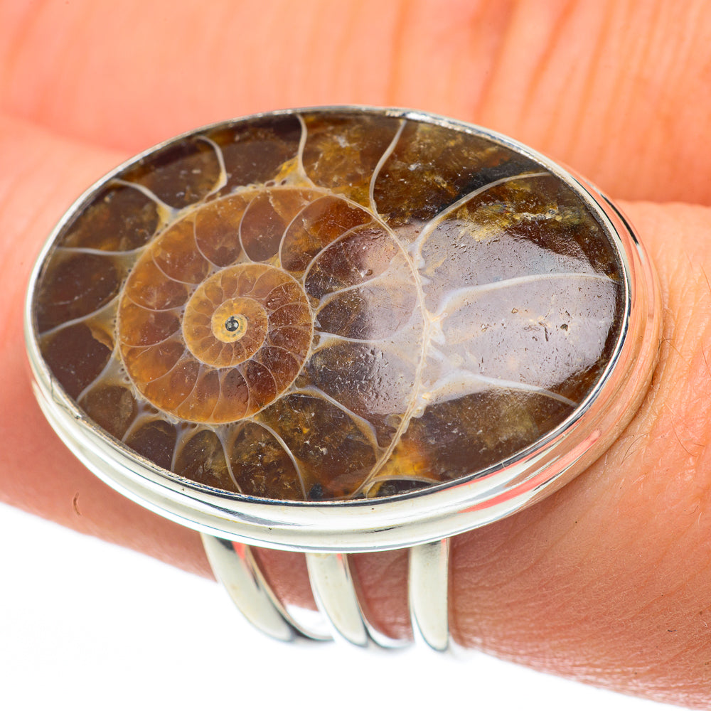 Ammonite Fossil Rings handcrafted by Anasilvercos - RING60102