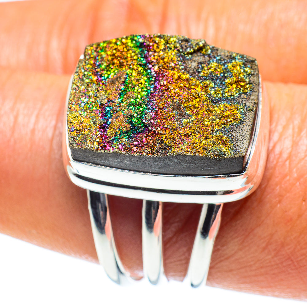 Spectro Pyrite Druzy Rings handcrafted by Anasilvercos - RING60141