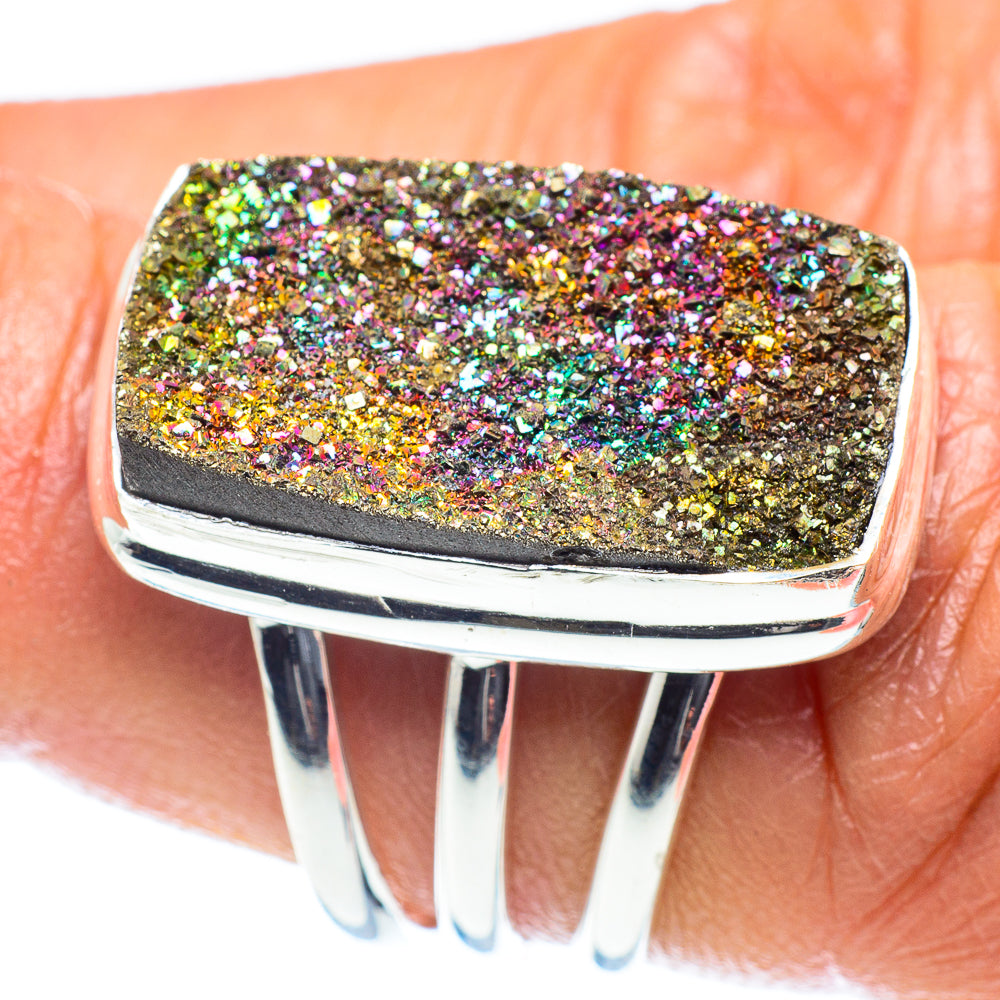 Spectro Pyrite Druzy Rings handcrafted by Anasilvercos - RING60151