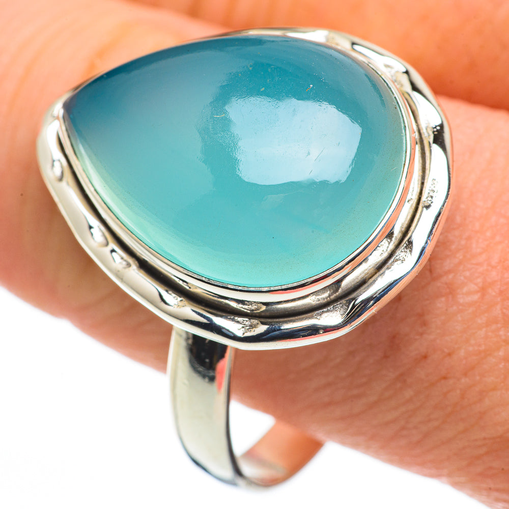 Aqua Chalcedony Rings handcrafted by Anasilvercos - RING60218